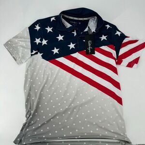 Walter Hagen Mens USA Flag Golf Polo Shirt Short Sleeve Size S